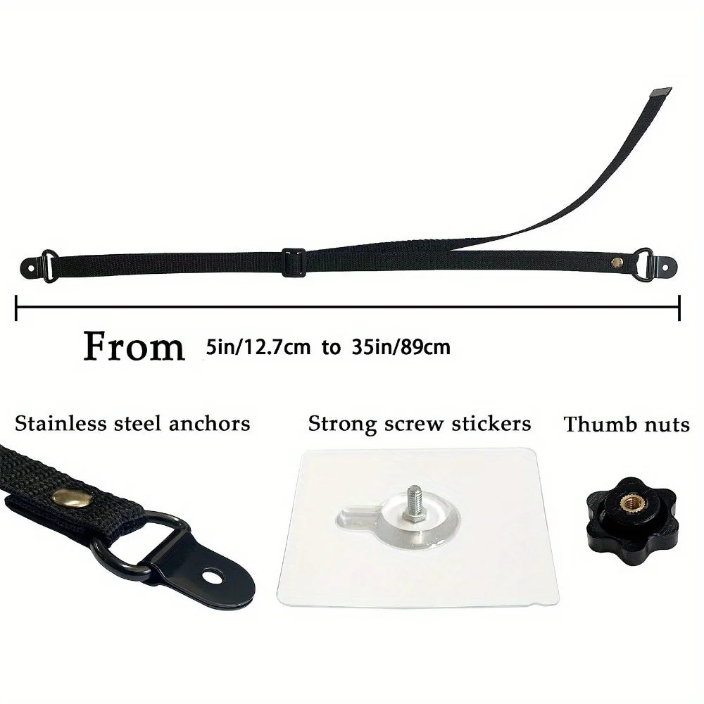 2 Pack Adjustable TV Safety Straps,No-Drill Adhesive Anti-Tip Furniture Anchors for Baby Proofing,Flat Screens Fix to Wall