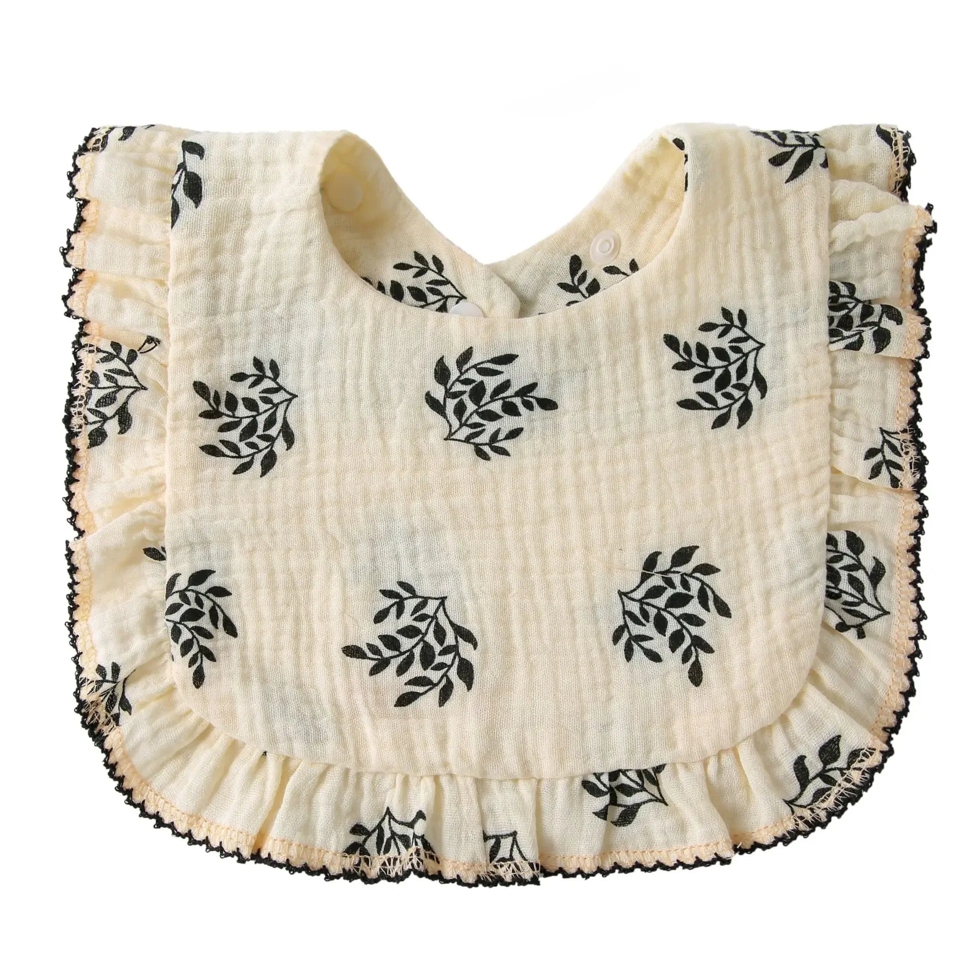 Cotton Baby Bib Infant Muslin Burp Cloths Girls Feeding Bibs Drool Saliva Towel Toddler Ruffle Floral Bib Babies Accessories