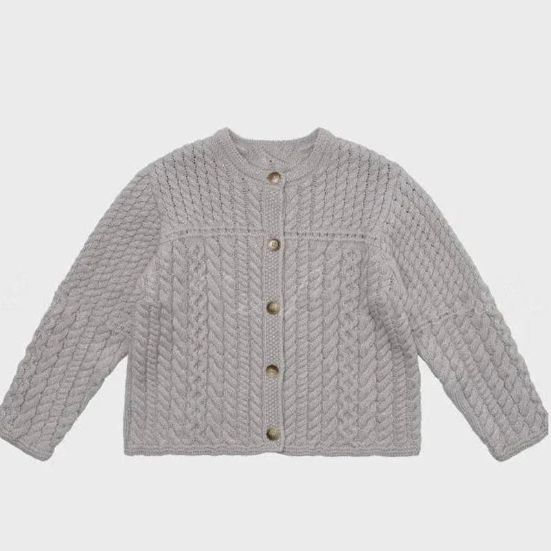 Lou 2025 Autumn Kids Blouse Top Warm Knit Sweaters Cardigan Winter Down Coat Outwear Floral Girl Casual Pant Clothing