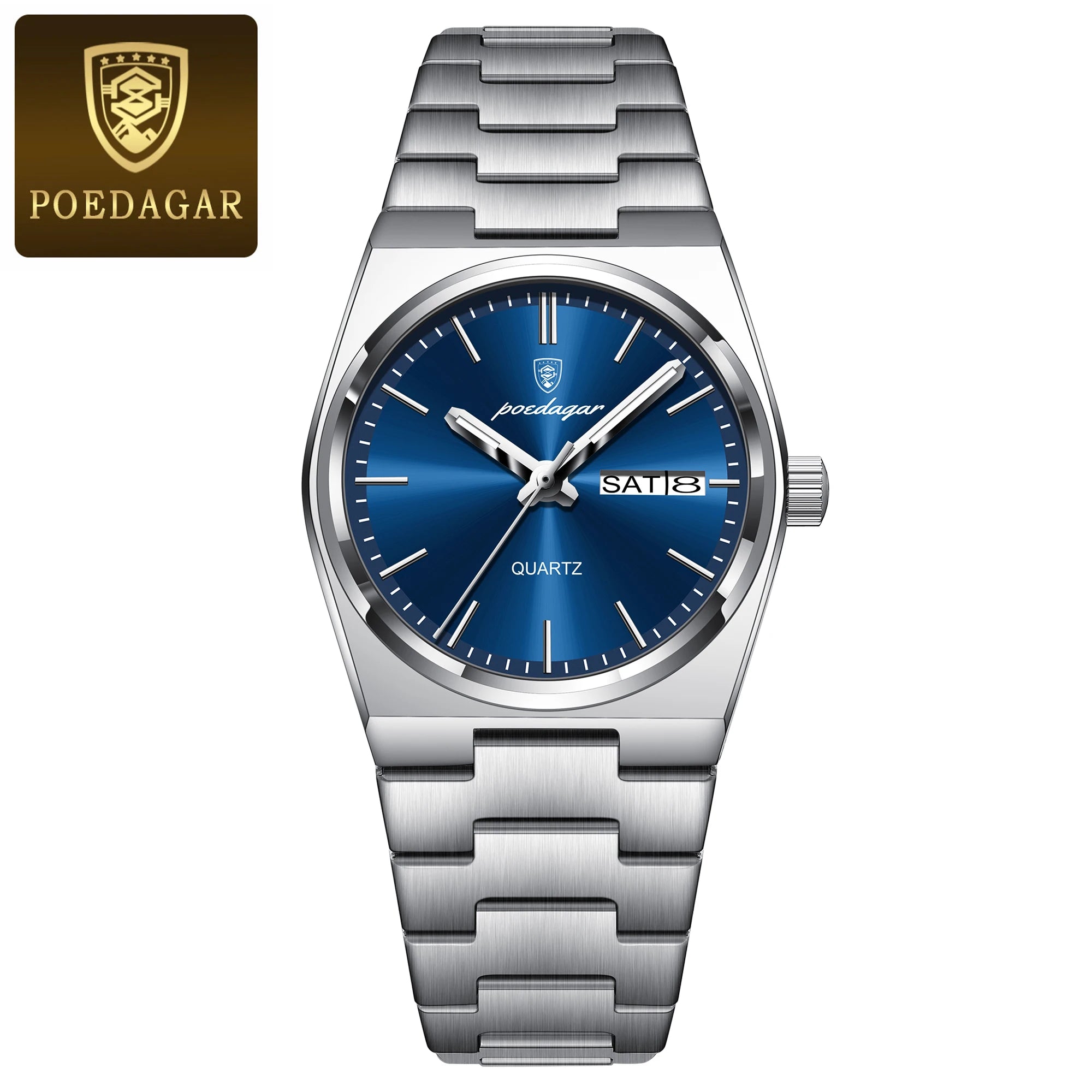 POEDAGAR Top Exquisite Woman Wristwatch Waterproof Luminous Quartz Casual Ladies Watch Date Week Stainless Steel Women's Watches