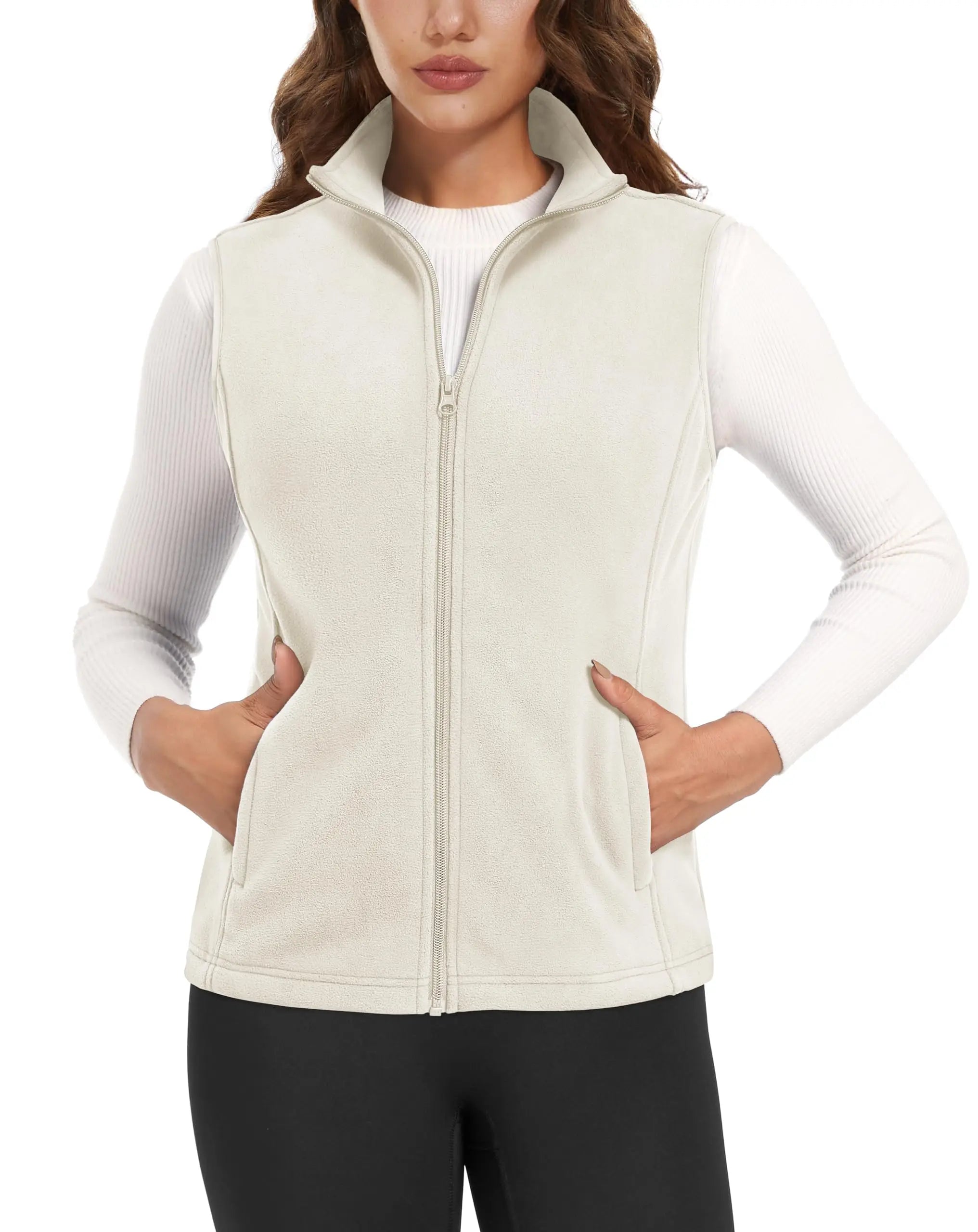 TACVASEN Autumn Winter Soft Warm Vest Womens Fashion Fleece Sleeveless Jacket Lightweight Outdoor Casual Zipper Front Waistcoat