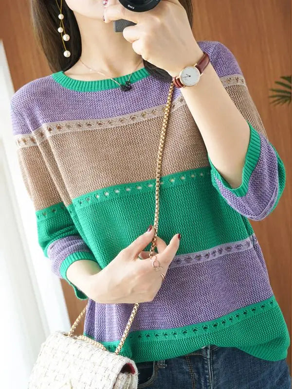 Summer Women knitted Short sleeve 2026 Thin Sweater Female Hollow Out Turtleneck Pullover Ladies knit Cotton Loose Jumpers