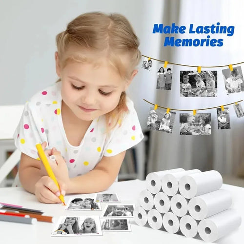 10Rolls 57x25mm White Thermal Paper for Children's Camera Instant Print Kids Camera Printing Paper Replacement Accessories