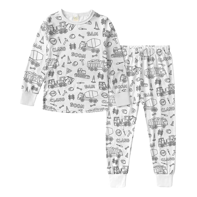 2026 Spring Kids Pajamas Set Baby Cute Graffiti Pyjamas Baby Boys Girls Breathable Sleepwear Sets Kid Cotton Loungewear
