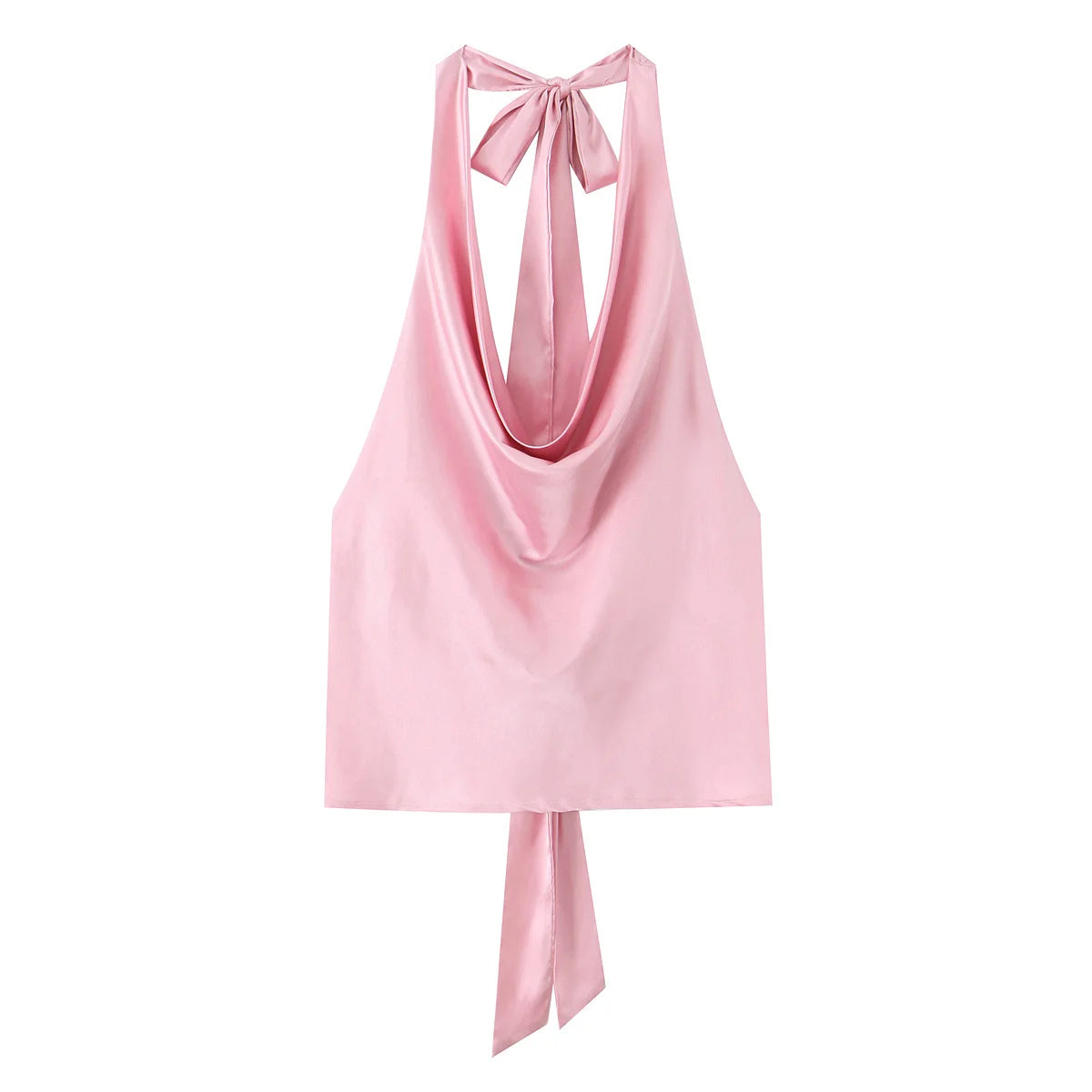 HH Female Summer Sexy Slim Short Top Solid Sleeveless Backless Bow Lace-Up Decoration Women's New Fashion Tops 7 Color
