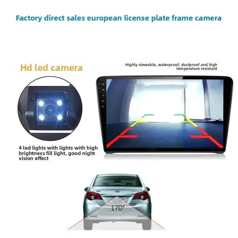 4/8/12LED European License Plate Rearview Camera Frame Reverse Backup Camera Night Vision for Truck Car SUV, Camper Pickup