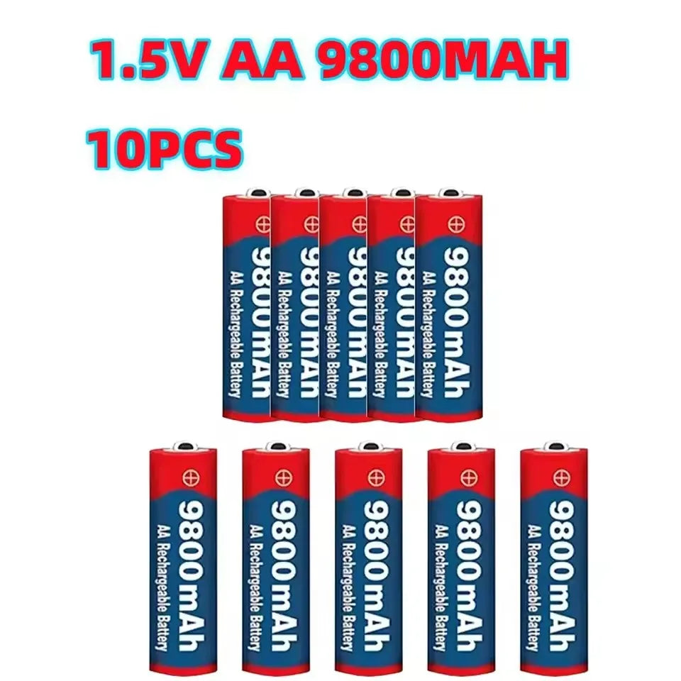 1.5V AA 9800mAh Rechargeable battery 100% original high-quality AA for LED lights, toy cameras, microphone battery
