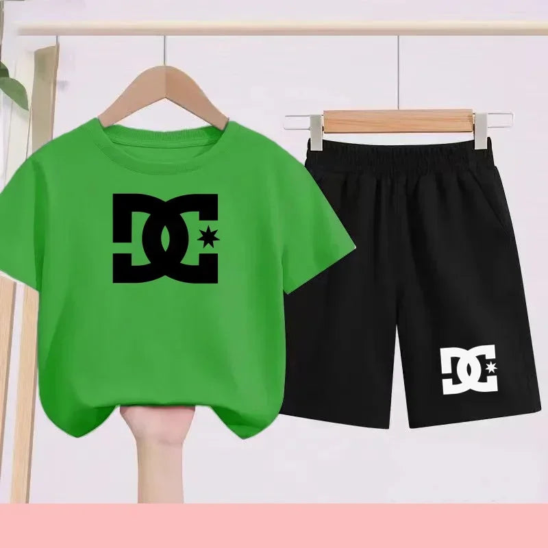 Ensembles d'été Enfants 3-13 Ans Imprimé Mignon T-shirt Sport Manches Courtes + Shorts Décontractés Garçons Filles Tenues Cadeau