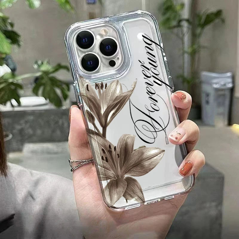 Vintage Lily Floral And English Art Design Phone Case For iPhone Air 17E 17 16 15 14 13 12 11 Pro Max XS XR X 7 8 Plus 16E Cover