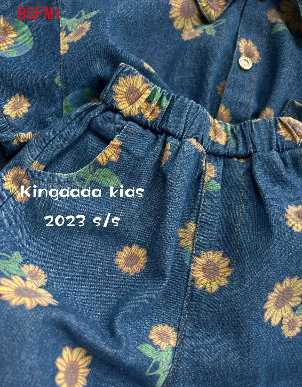 2026 Kid Daisy Soft Denim Short Sleeve Set Boys Girls Denim Shirts and Shorts Two Piece Set Ins Simple Casual Sportswear 2PCS
