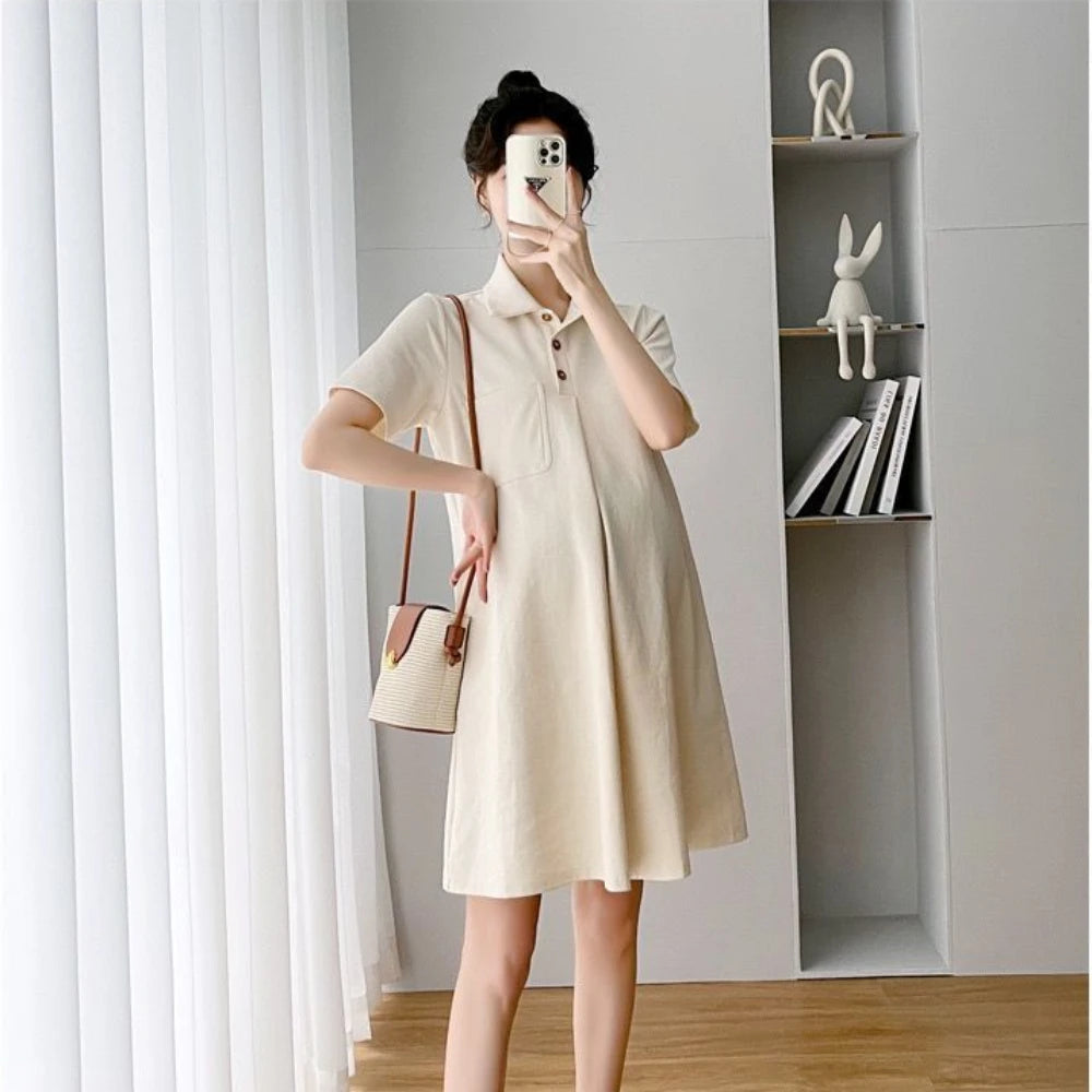 Maternity Pregnant Clothes Loose and Slimming During Pregnancy Oversized A-line Dress and Age Reducing Pregnant Woman's Dress