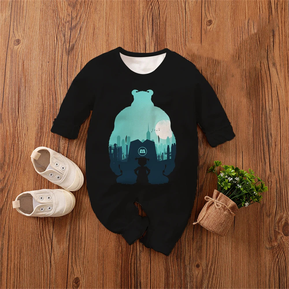Monsters, Inc. Cartoon Anime Boy Girl Kids Romper 2026 New Newborn Jumpsuit Spring Autumn Boys Girls Baby Climbing Clothes
