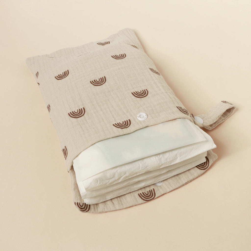 100%Cotton Multi Functional Foldable Single Pocket Baby Outdoor Diaper Storage Bag Baby Bottle Stroller Hanging Bag
