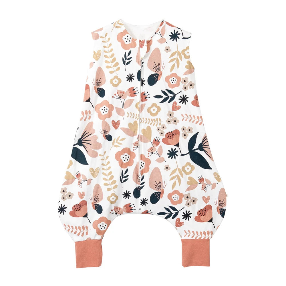 Bib-Style Sleeping Bag With Split Legs Single Layer All-Cotton Lightweight To Keep Baby Cool In Spring And Autumn