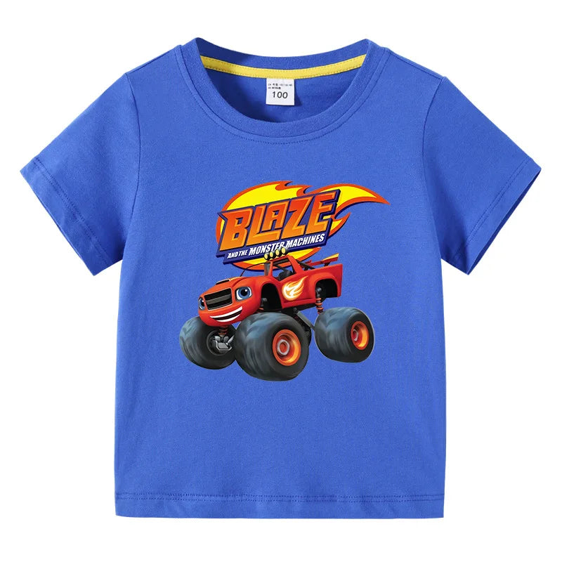 Blaze And The Monster Machines Cartoon Kids Funny T-Shirts Baby Boys Cool Summer T shirt Children Tops Girls Clothes 1-10Y