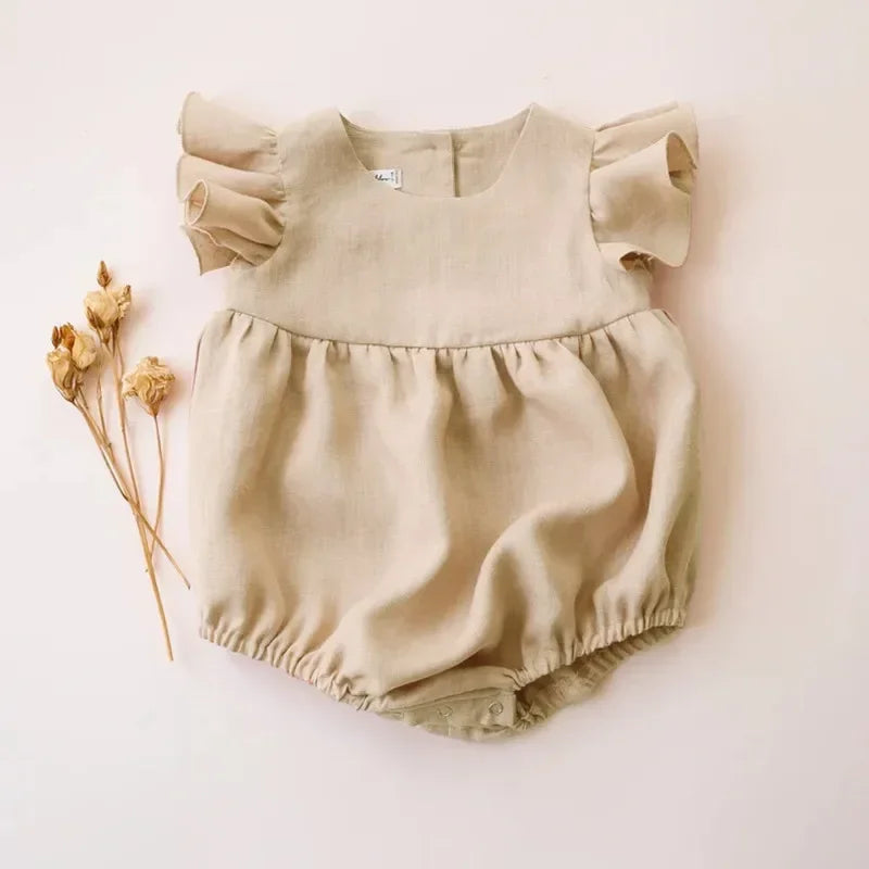 0-24M Linen Cotton Newborn Girl Clothes Lovely Summer Baby Romper Infant Girl Jumpsuits