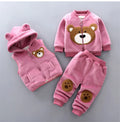 Boys Cute Animal Print Suits Girls Spring Autumn Hooded Outerwear Tops Pants 3Pcs Children Outdoor Comfort Casual Clothes Sets