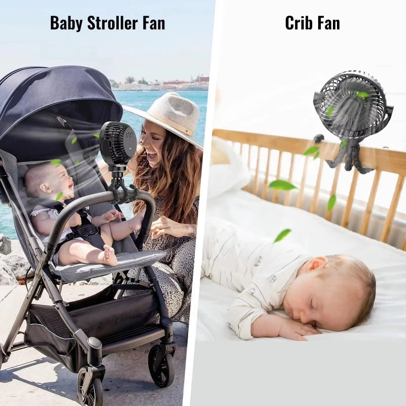 Fan for Cart Stroller Fans Portable Outdoor Fan Clip On for Baby 500mAh USB Rechargeable Handheld Electric Fan for Home 3 Speeds