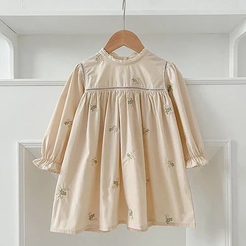 2024 New Autumn Sister Clothes Baby Girl Romper Kids Princess Dresses Long Sleeved Cotton Embroidery 2-6Yrs Girl Party Dress