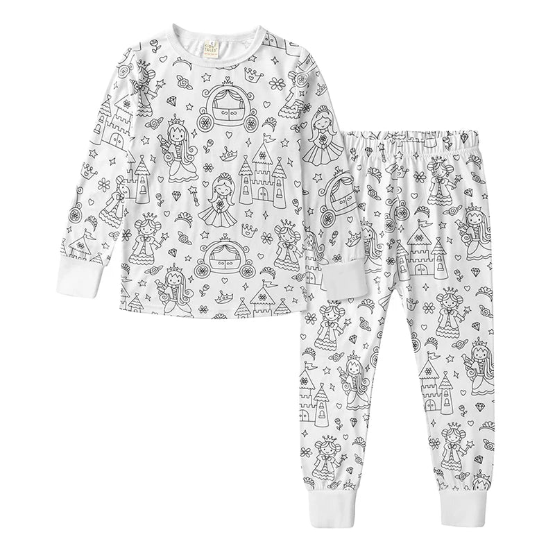 2026 Spring Kids Pajamas Set Baby Cute Graffiti Pyjamas Baby Boys Girls Breathable Sleepwear Sets Kid Cotton Loungewear