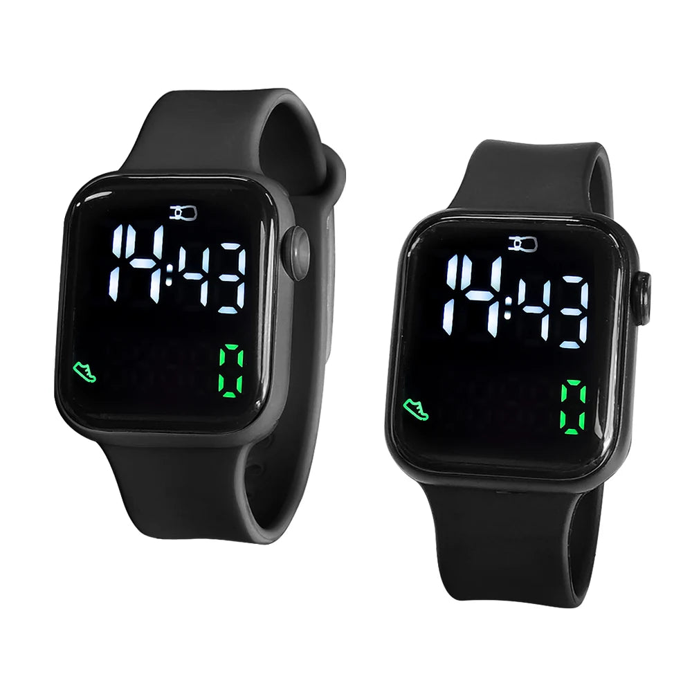 New 2PCS Student Minimalist Smart Watch for Boys and Girls with Elevated Display and Step Counting Sports Electronic Watch