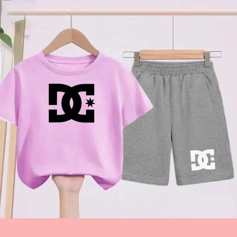 Ensembles d'été Enfants 3-13 Ans Imprimé Mignon T-shirt Sport Manches Courtes + Shorts Décontractés Garçons Filles Tenues Cadeau