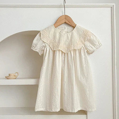 2024 New Summer Sister Clothing Kids Princess Dresses Infant Baby Jumpsuit Short Sleeved Cotton Print Baby Girl Party Dress