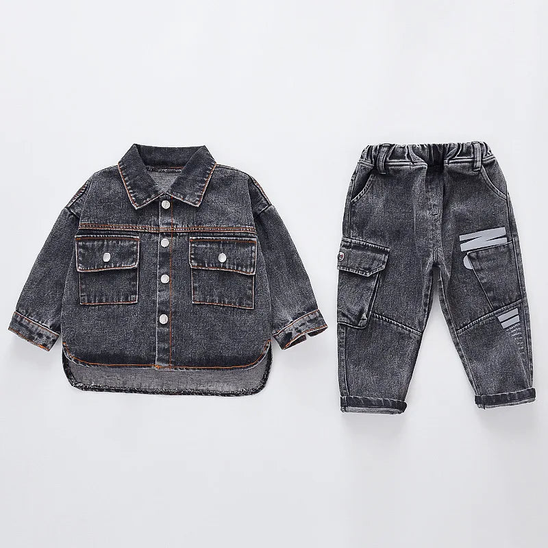 Children's Set 2025 New Spring and Autumn Boys' Korean Edition Denim Set Coat+T-shirt+Jeans Infant Fashion Three Piece Set 0-6Y