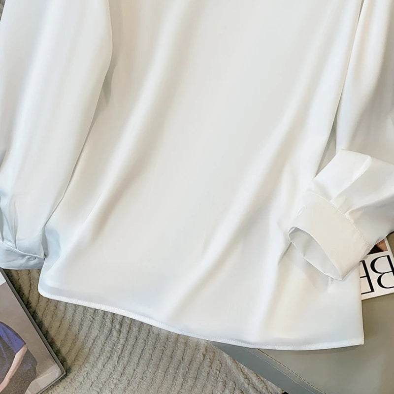 2026 Spring Autumn New Plus Size Women's White Shirt Office Wear Suit V-Neck Professional Commute Formality Chic Female Blouse