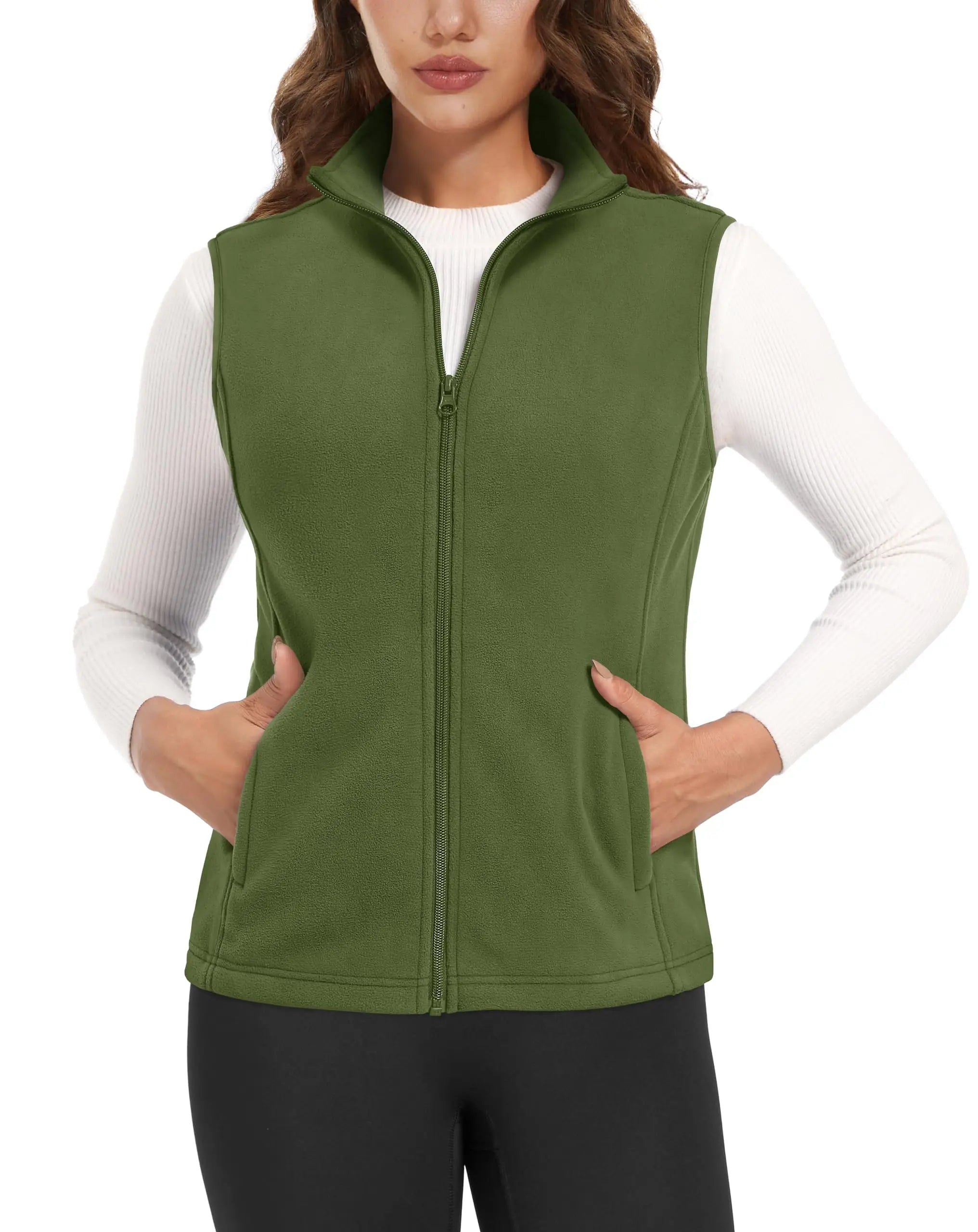 TACVASEN Autumn Winter Soft Warm Vest Womens Fashion Fleece Sleeveless Jacket Lightweight Outdoor Casual Zipper Front Waistcoat
