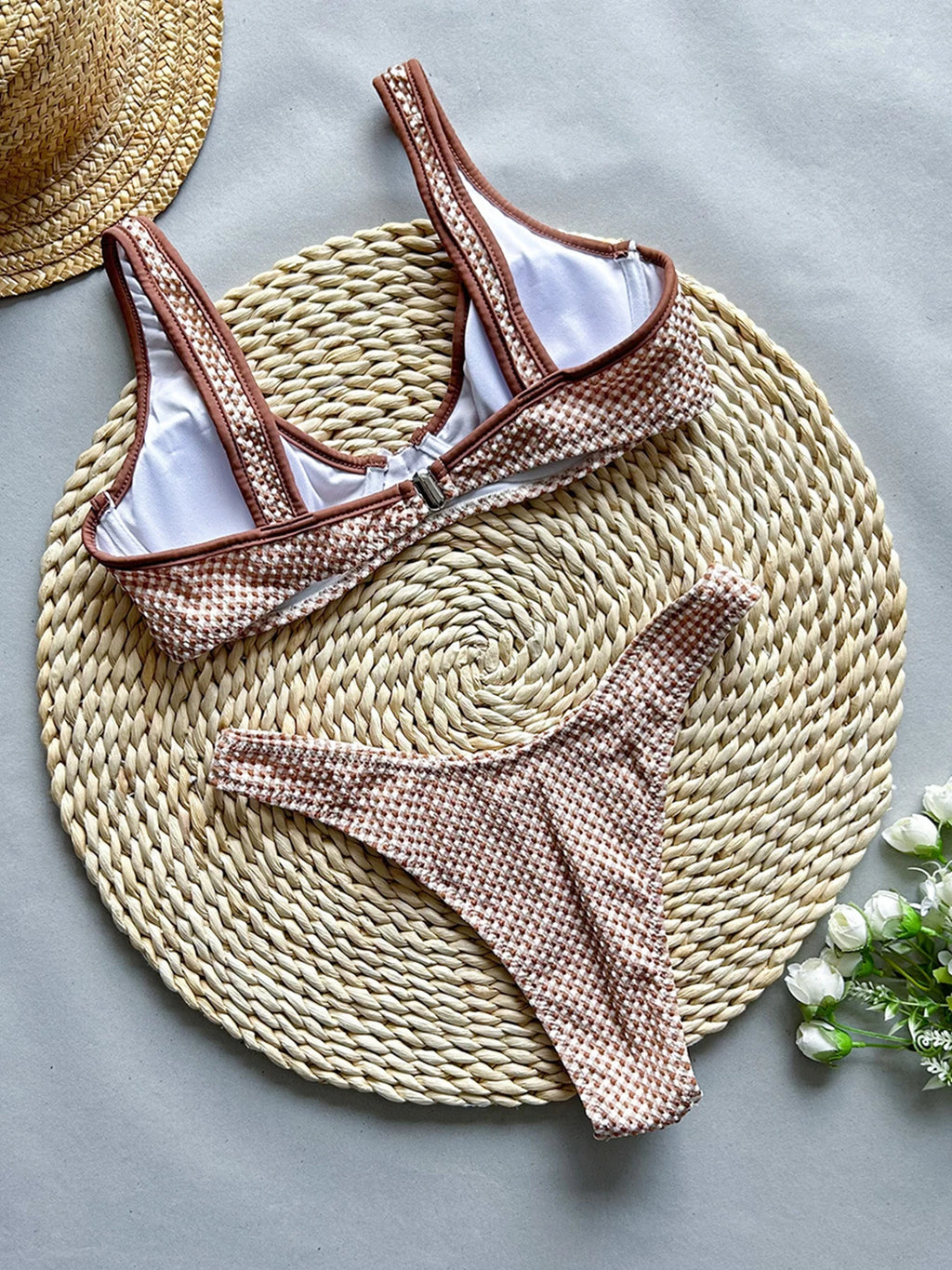 2025 New Sexy Plaid Bikini Set Swimsuit For Women Underwire Push Up Swimwear Female Two Pieces Bathing Suit Beachwear Swim Suit