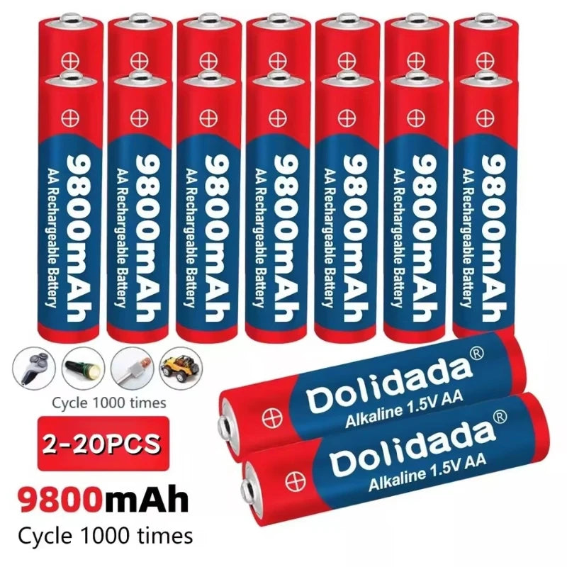 1.5V AA 9800mAh Rechargeable battery 100% original high-quality AA for LED lights, toy cameras, microphone battery