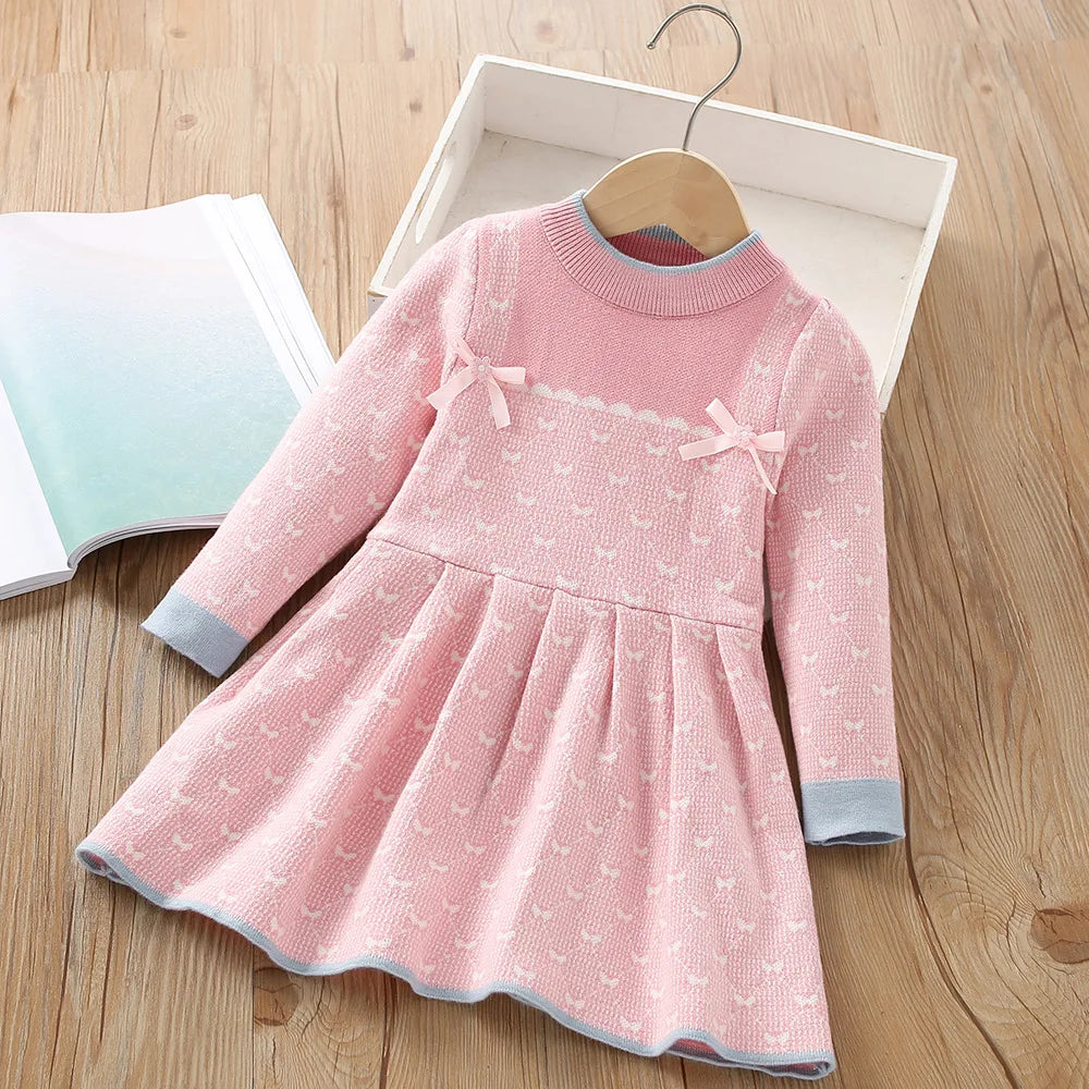 Girls Dress Winter Knitting Sweater Dress Autumn Long Sleeve Princess Dress Vestidos Warm Toddler Girl Clothes Kids Clothing