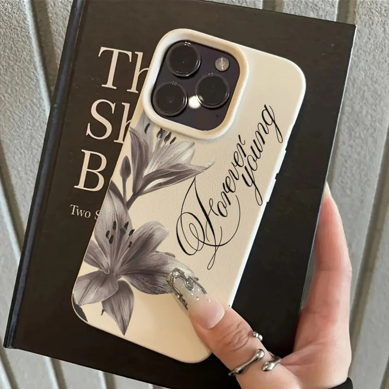 Ink-style Lily Pattern Phone Case For iPhone 17 Pro Max 16 15 14 13 12 11 XS Max X XR 7 8 Plus 16E 17 Air Shockproof Soft Cover