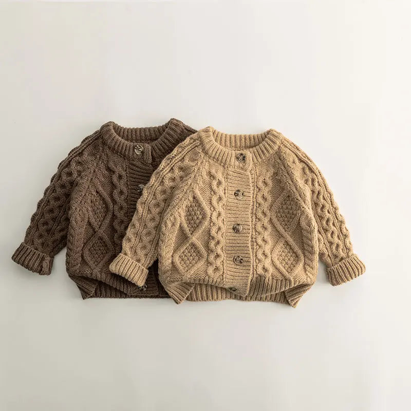 The new 0-6-year-old Korean version of children's clothing sweater knit cardigan girl long-sleeved warmth and thick warm jacket