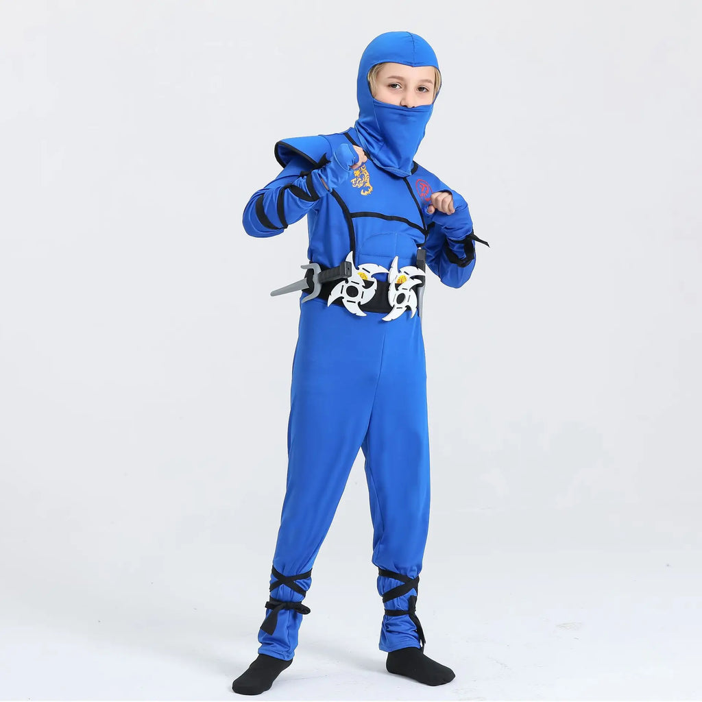 Muscle Ninja Costume for Boys Halloween Deluxe Warrior Role Play Set with Mask Street Style Ninja Outfit for Kids Party