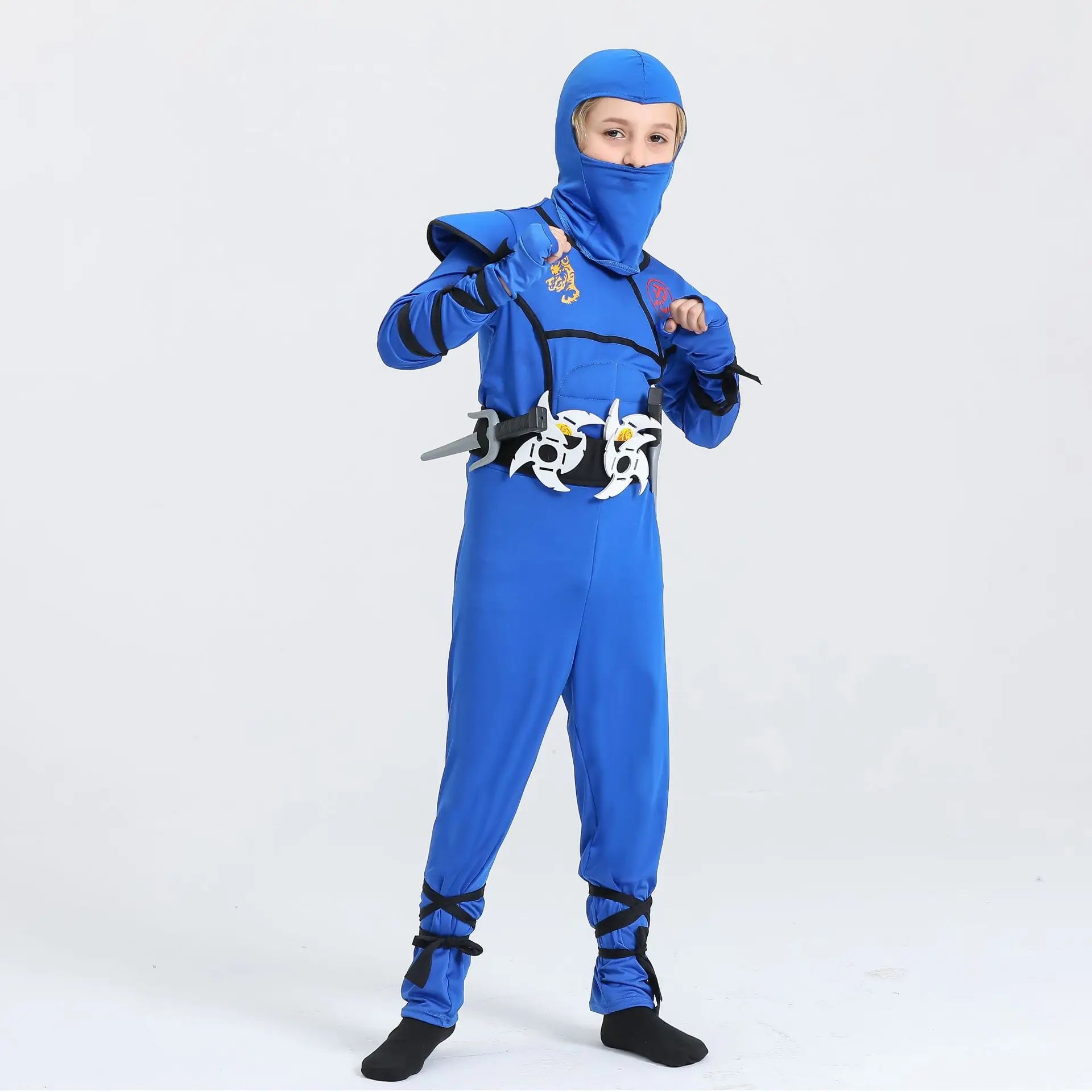 Muscle Ninja Costume for Boys Halloween Deluxe Warrior Role Play Set with Mask Street Style Ninja Outfit for Kids Party