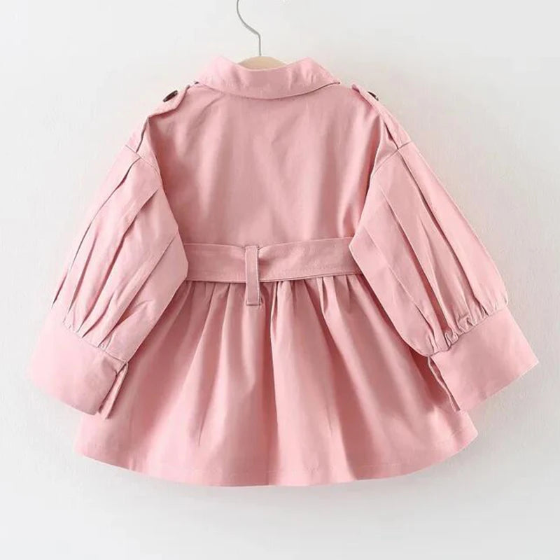Autumn Overcoat England Style Windbreaker Jacket Girls Girdle The Waist Trench Coats Girl Spring Children's Casual Clothing 2024