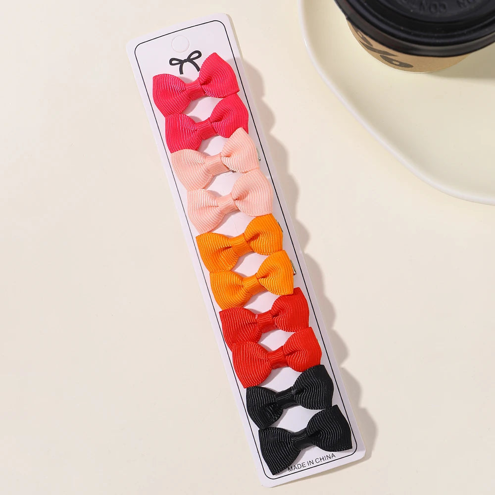 10Pcs Mini Lovely Bowknot Hairpins for Girls Hairgrips BB Clips Solid Color Hair Clip Baby Kids Bows Headdress Hair Accessories
