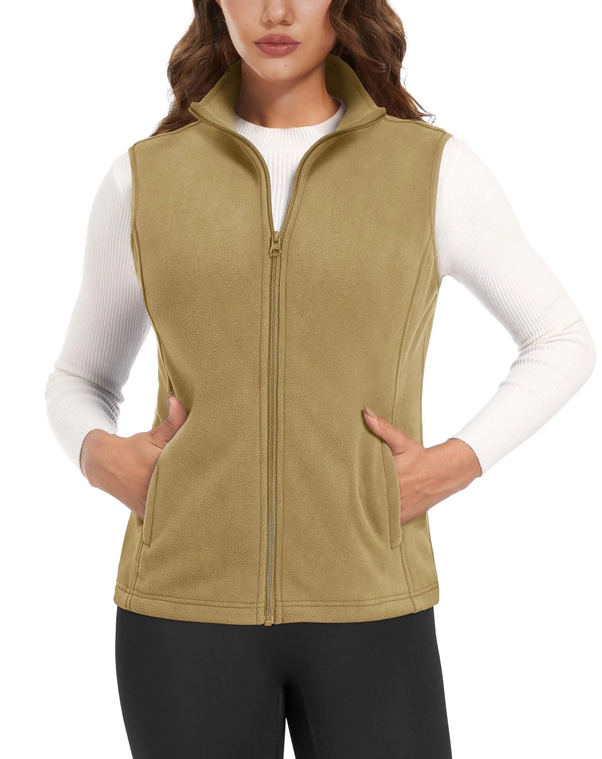 TACVASEN Autumn Winter Soft Warm Vest Womens Fashion Fleece Sleeveless Jacket Lightweight Outdoor Casual Zipper Front Waistcoat