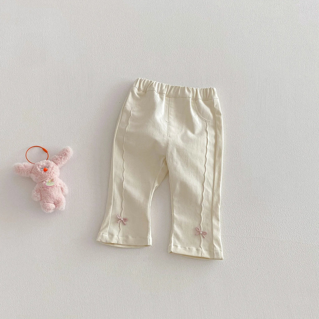 LILIGIRL Girls Jeans with Cute Bow Decor, 2026 Korean Style Spring Denim Pants, New Kids Trousers