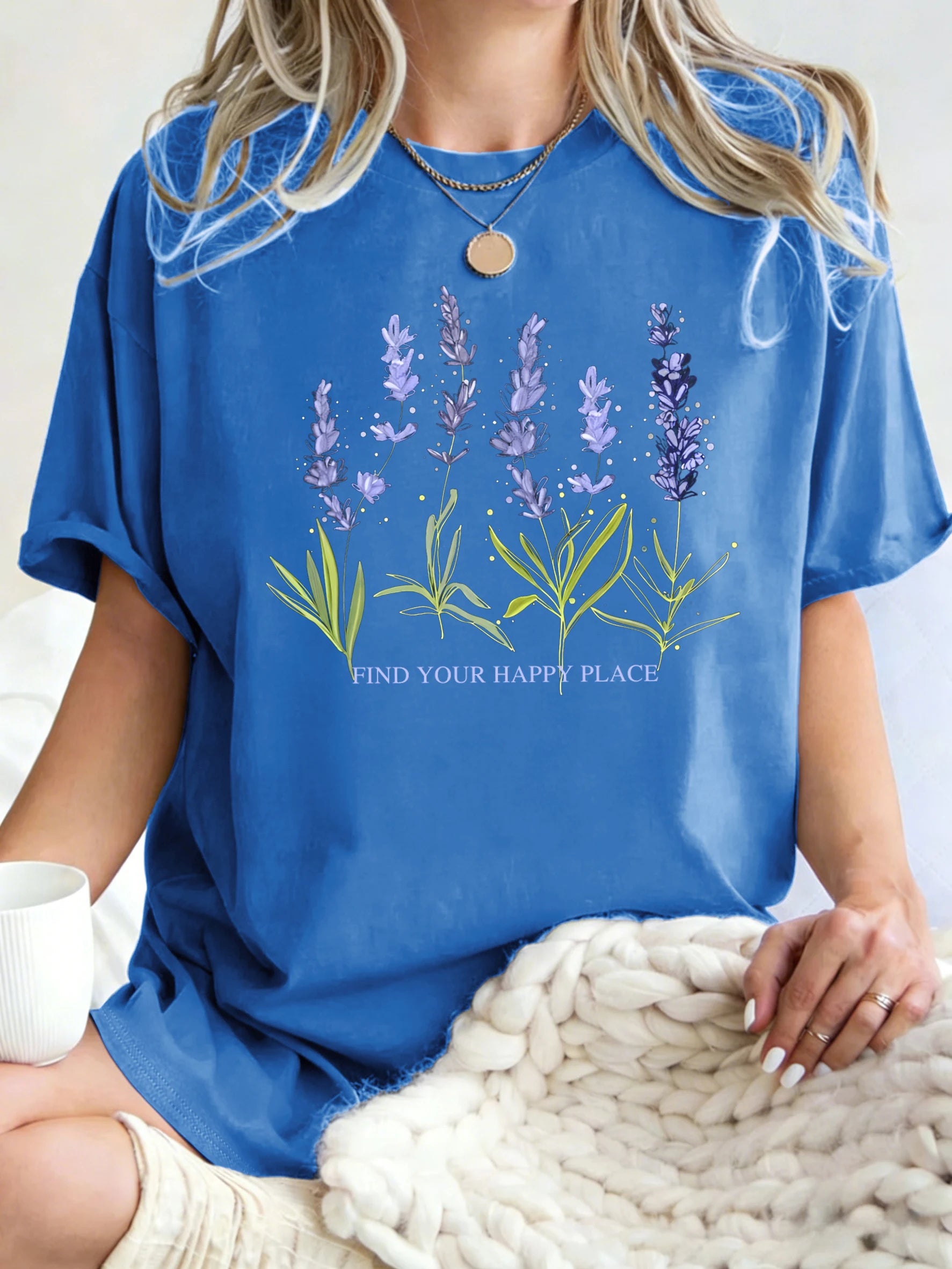 Beautiful Of Lavender Design Women T-Shirt Casual Breathable Short Sleeve Cotton Oversized Tops Summer O-Neck Woman T Shirts