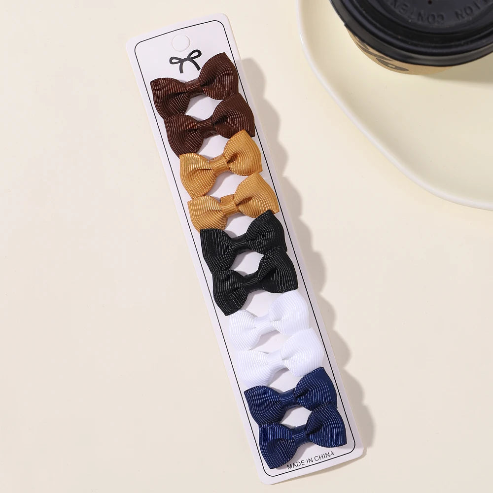 10Pcs Mini Lovely Bowknot Hairpins for Girls Hairgrips BB Clips Solid Color Hair Clip Baby Kids Bows Headdress Hair Accessories