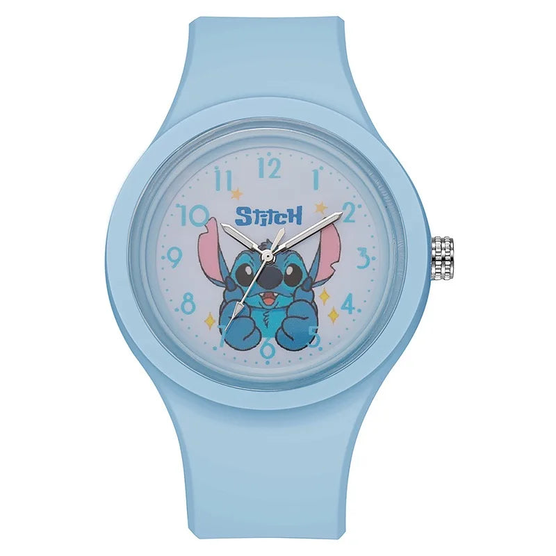 Stitch Boy and Girl Cartoon Children's Watch Fashion Student Watch Quartz Dial Silicone Sports Strap Holiday Gift