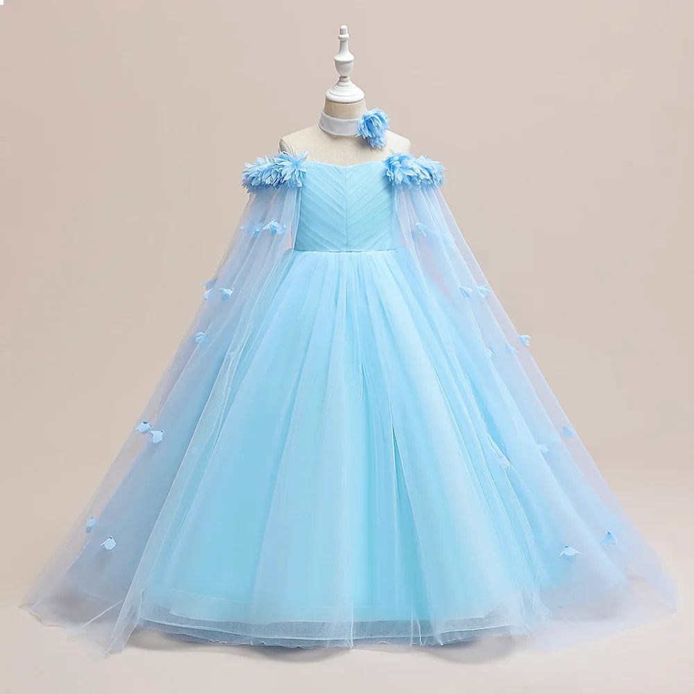 Flower Girls Bridesmaid Dress For Weddings Lace Elegant Kids Birthday Party Princess Dresses 6 10 14 Yrs Teenager Prom Formal