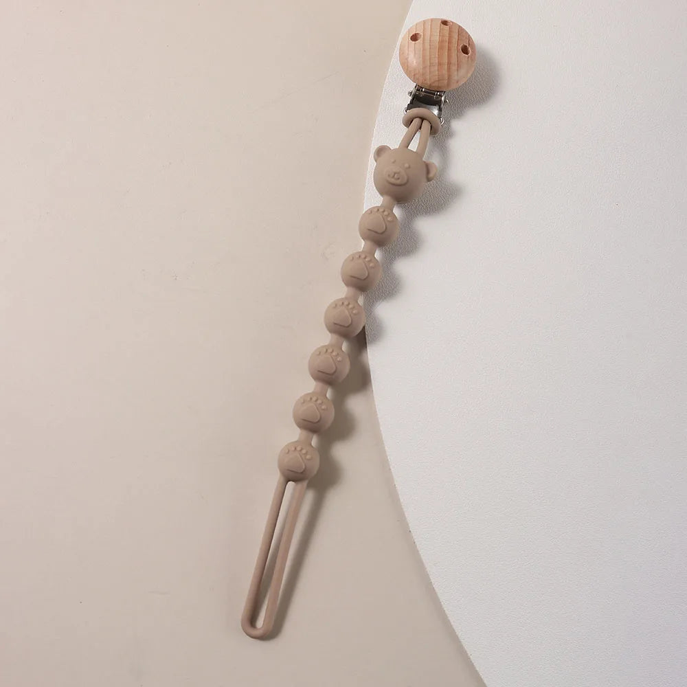 Silicone Pacifier Clip Baby Cartoon Bear Paw Cute Pacifier Chain for Newborn Teething Soother Dummy Clips Beaded