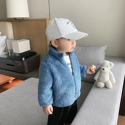 Boys Girls Solid Color Outerwear New Style Fashion Casual Plush Coats Simple Fashion Wear Casual Autumn Winter Jacket For Kids