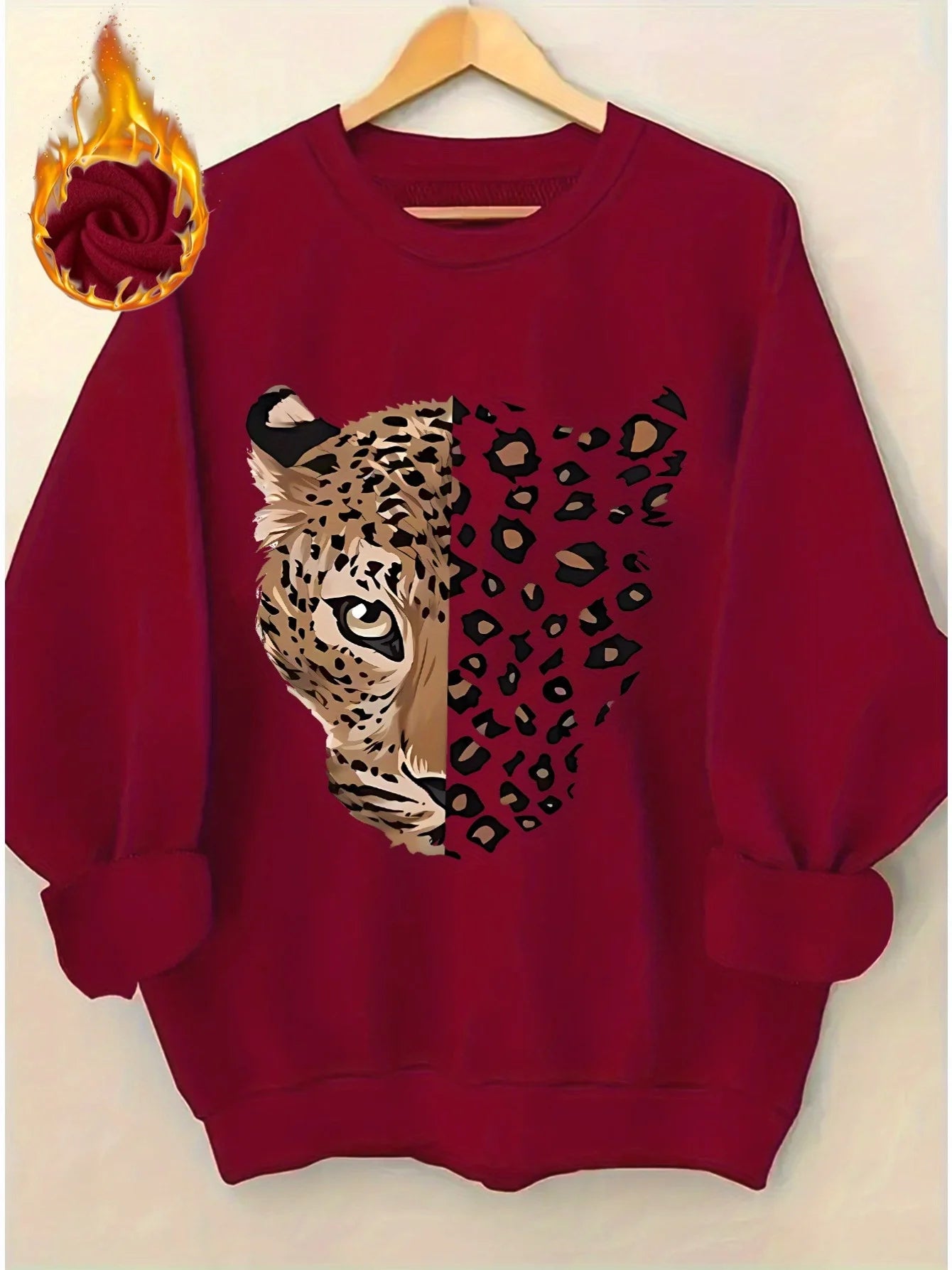 Women's autumn and winter casual, fashionable, loose, comfortable, warm, Paris pattern printed round neck long sleeved pullover