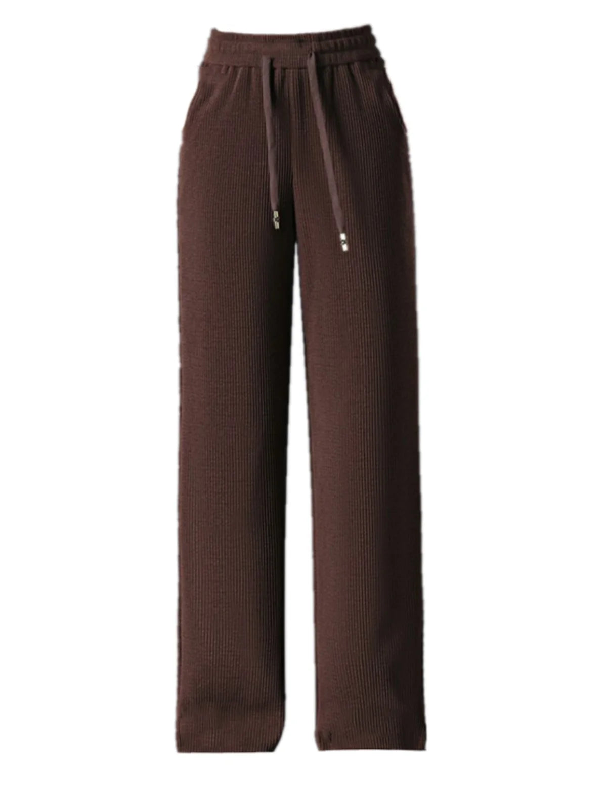 Thickened Fleece Wide Leg Pants Women's Casual Straight Cut Velvet Slimming Versatile Autumn Winter Fashion High Waist Trousers