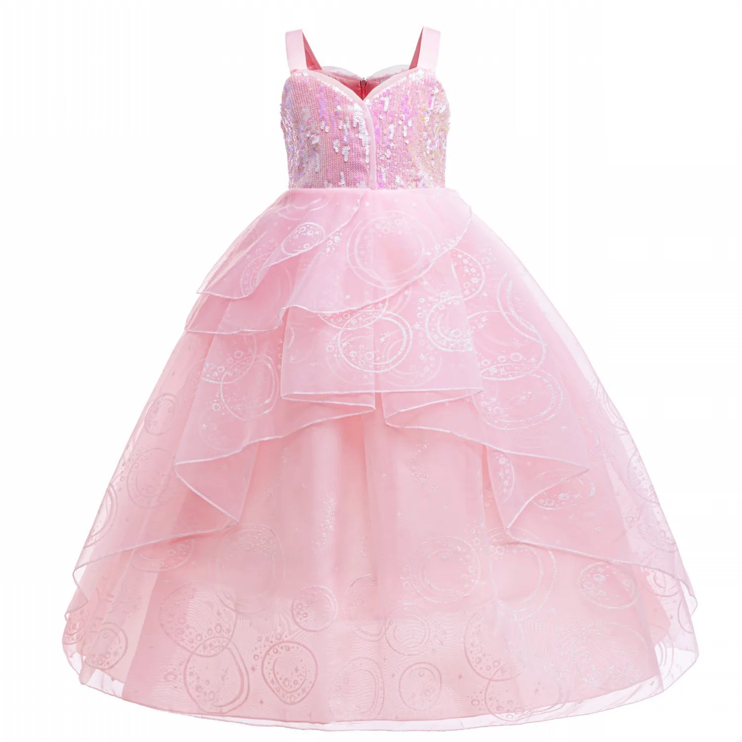 Wicked Cute Pink Dress for Girls 2-12 Yrs Halloween Wizard Glinda Costume for Good Movie Role Playing Outfit Carnival Apparel